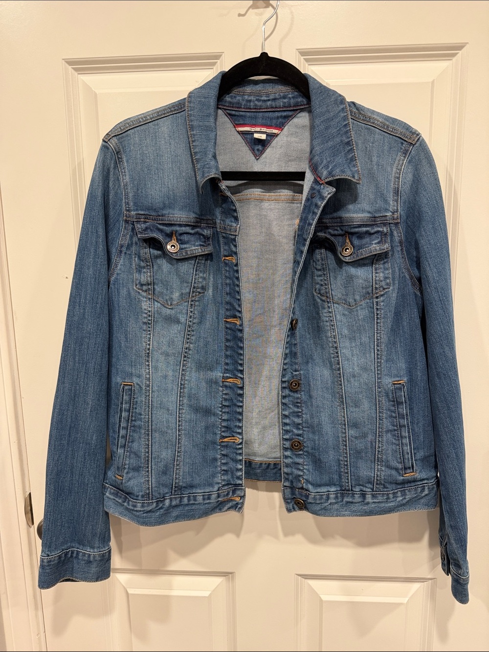 Tommy Hilfiger Light Blue Denim Jacket with Red Trim